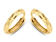 585 ECHT GOLD ***  Dünne Creolen  Ohrringe diamantiert  12 mm Ø