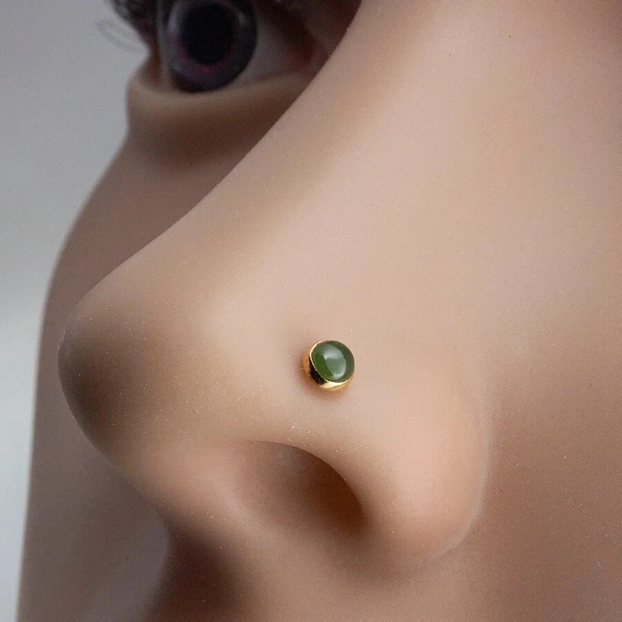 Piercing de hélice de unha parafuso narina narina folheado a ouro 14K pedra 3 mm - Imagem 2 de 4