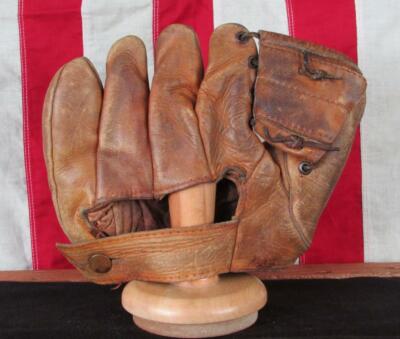 Vintage 1940s JC Higgins Leather Baseball Glove Split Finger HOF