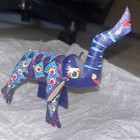 Oaxacan Mexico Wood Carving Alebrije Elephant Purple Blue Red Medium Size — photo 1