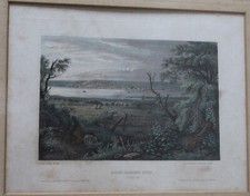 Antique Rock Island City Illinois Print Hermann J Meyer c1850 Framed Engraving