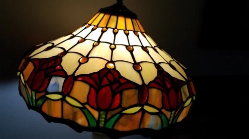 Vintage 15.5in Stained Glass Lampshade