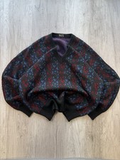 Vintage ermenegildo zegna funky patterned knitted vneck jumper men L wool mohair
