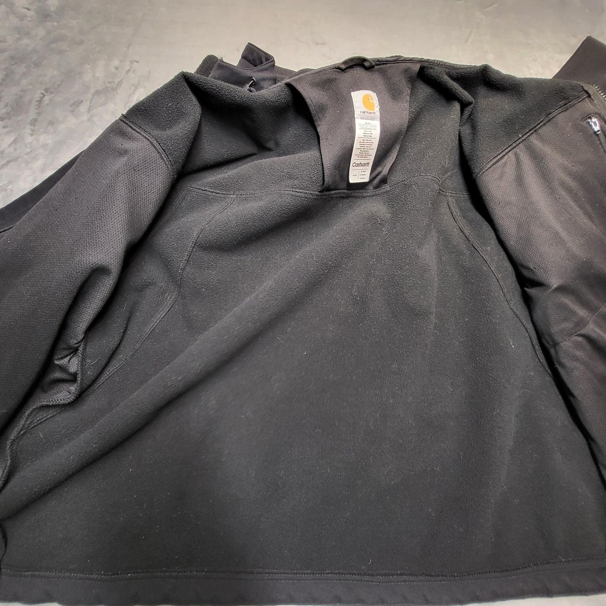 Carhartt Jacket Mens 2XL Black Windbreaker Hooded Lined Full Zip