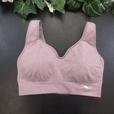 Puma Women's M Mauve Heather Wireless Padded Seamless Sports Bra