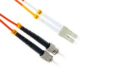 LC-ST Multimode Duplex 62.5/125 Fiber Patch Cable, 1M - Lifetime Warranty
