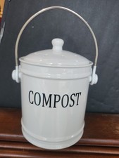 NUEVO SIN ETIQUETAS CUBO DE COMPOST DE ENCIMERA DE GRES PESADO CROFTON con tapa, asa y bolsas de compost