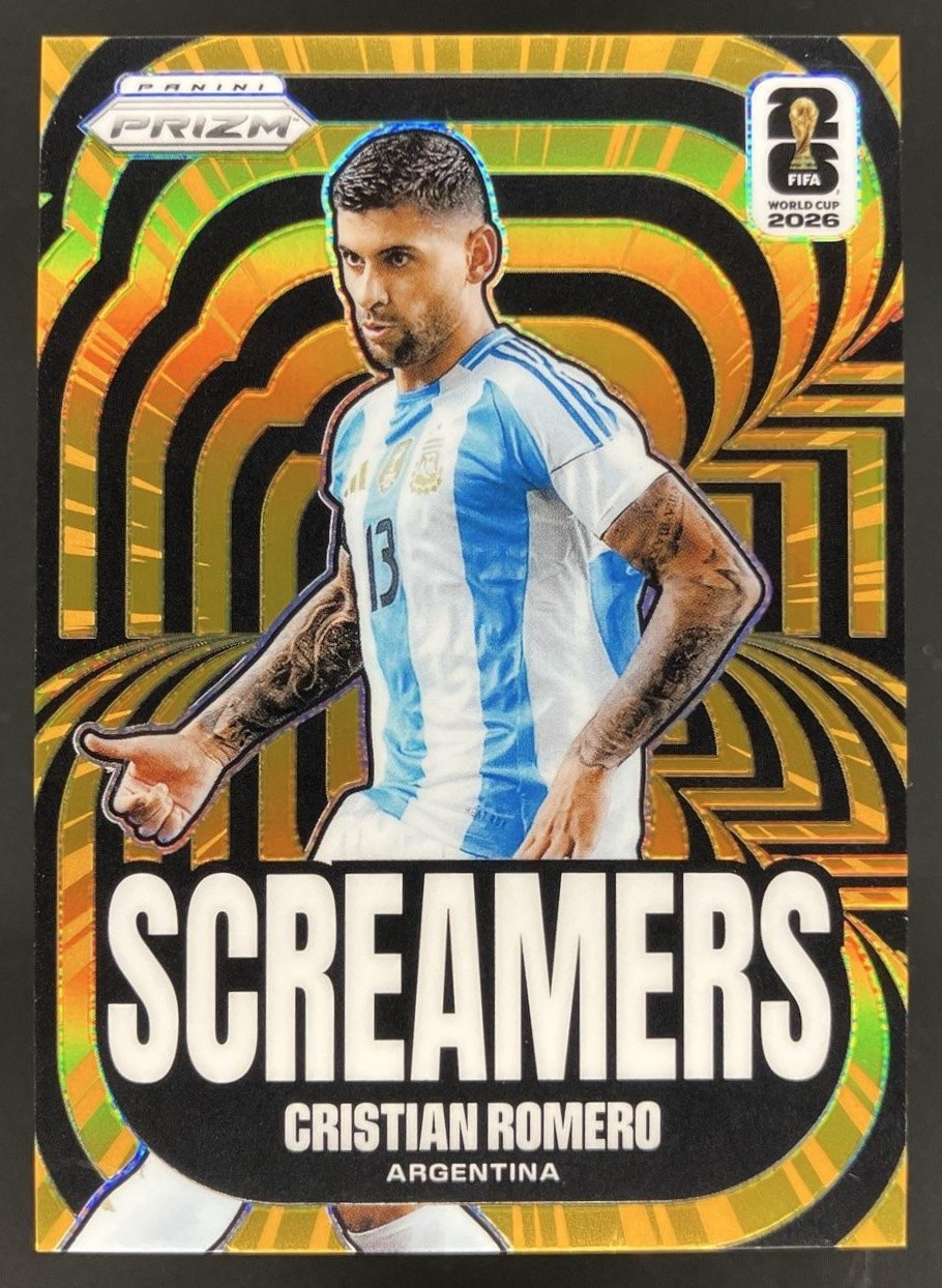 2026 Panini Prizm World Cup Cristian Romero Screamers Gold /10 #13 Argentina