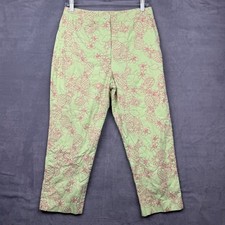Vintage Lilly Pulitzer Womens Cropped Pants Pineapple Floral Print Green Size 6