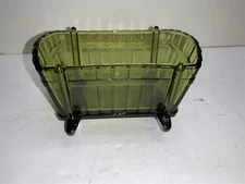 Indiana Glass VTG Green Cradle Bassinet Baby Shower Candy Nut Trinket 