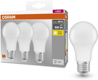 Osram Base Classic A 60 FR Led-Lampe Mit Sockel E27, Kolbenform, 3Er Pack, 8,5W,