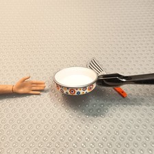 Re-ment Miniature FLORAL FRYING PAN SPATULA Figure Dollhouse Barbie Kitchen Tool