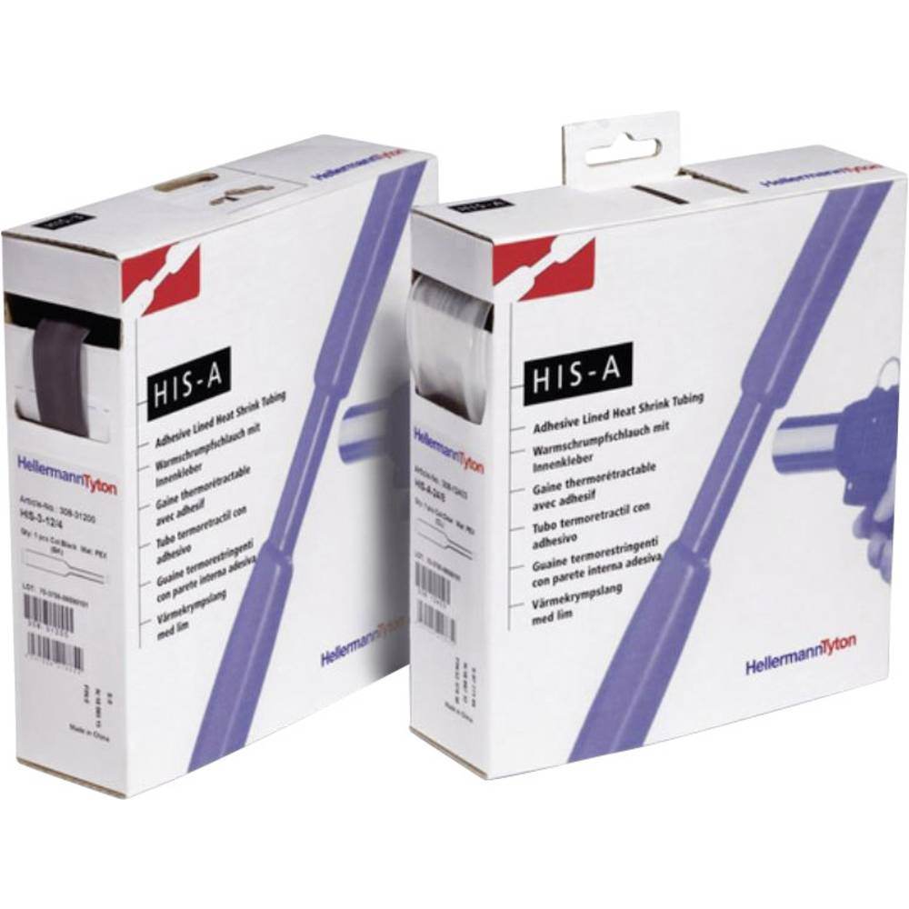 Gaine thermorétractable 6mm 2mm HellermannTyton 308-10600 noire avec adhésif