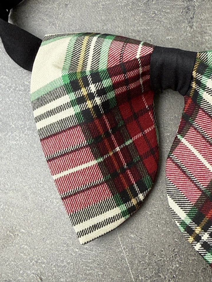 Pajarita hecha a mano para hombre de gran tamaño negra/roja/verde Navidad a cuadros vintage años 70 Foto 3 de 3