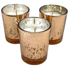 Pine Scented Holiday Votives Candles, Scented in Mini Artisan Rose Mercury Ja...