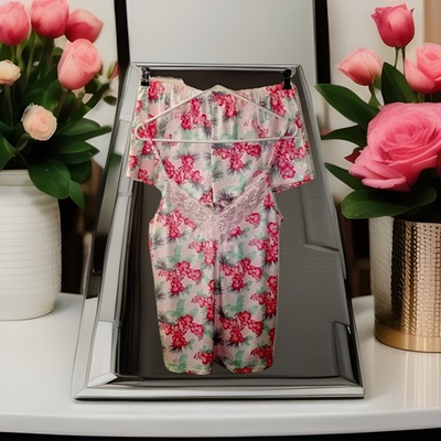 #ad Jessica Simpson 🛍️PJ 2pc Set Women’s M Cami Shorts Floral Tropical Multicolor $16.98