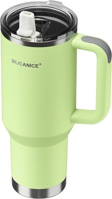 SILICANICE 40oz Hygienic Tumbler Leakproof Foldable Spout Key Lime Green New