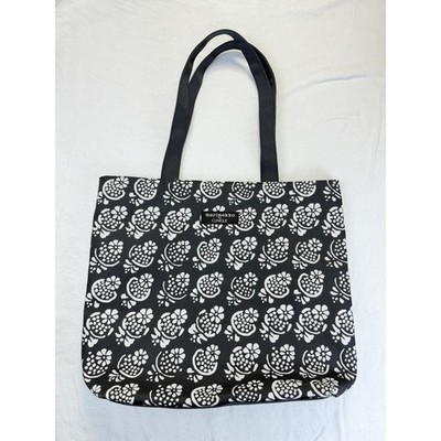 Marimekko for Clinique Tote Bag Black White Floral Print Canvas Shoulder Bag