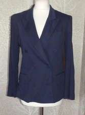 3.1 PHILLIP LIM NAVY JERSEY TAILORED DOUBLE BREASTED BLAZER JACKET M