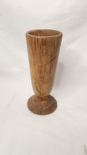 Vintage Hand Crafted Turned Wood Pedestal Vase Rustic Primitive Decor 8.5"