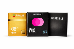 Polaroïde 600 Ensemble de films 3 Pack Cadre en or Couleur Duochrome rose noir EXP