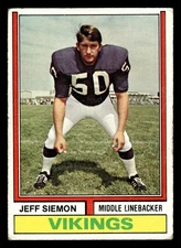 1974 Topps #319 Jeff Siemon RC - Minnesota Vikings (Low Grade)