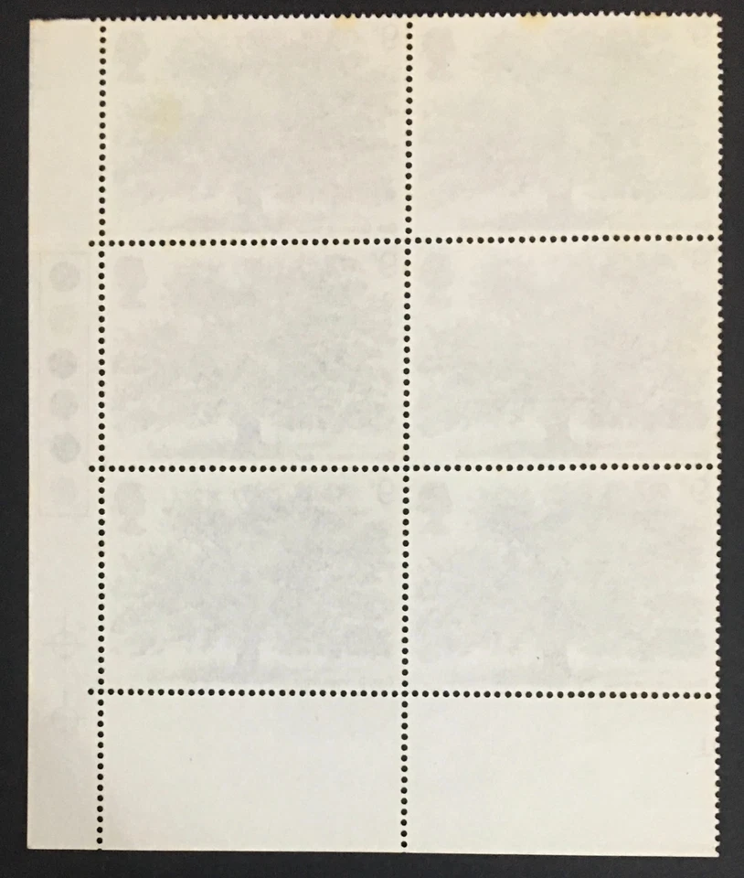 Rare QEII 1973 9p Oak Tree Block of 6 SG922 ERROR 1 Large Phos Band Mint Hinged - Изображение 2 из 3