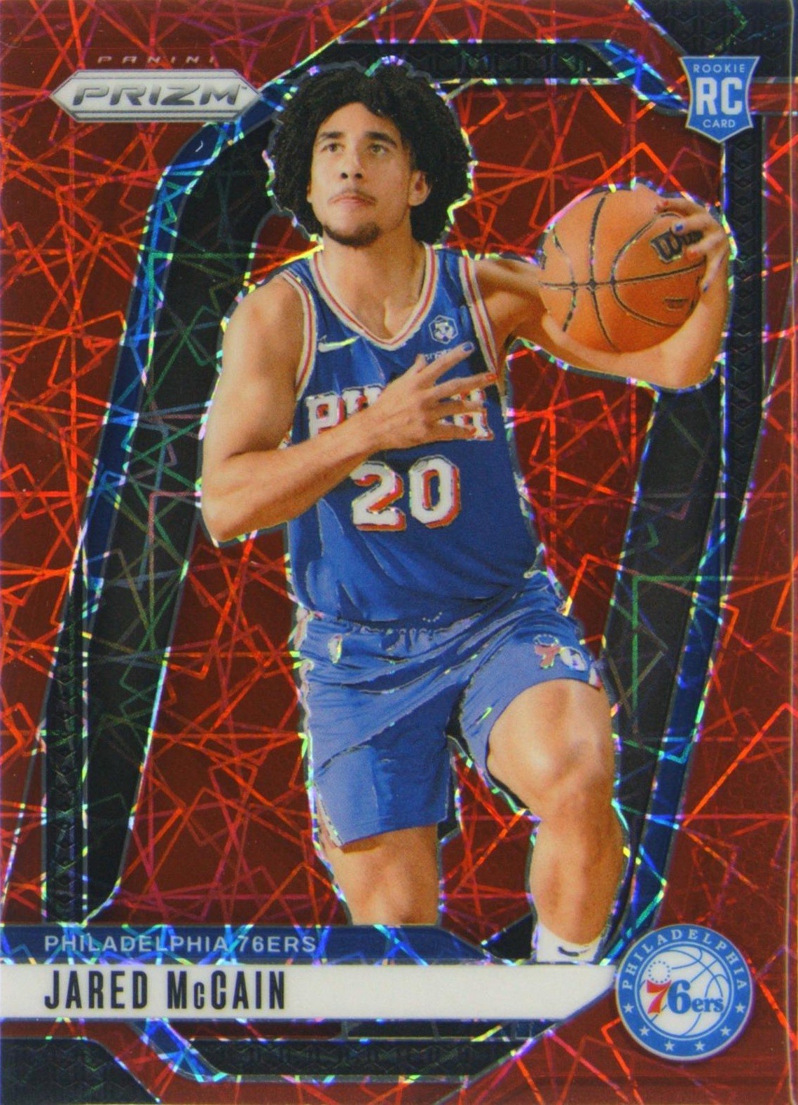 2024-25 Panini Prizm - Jared McCain #222 Red Lazer Prizm /35 (RC)