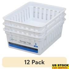 12 Pack Mini Plastic Storage Trays Stackable Organizer Office Kitchen Bathroom