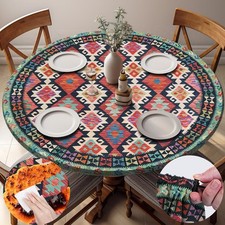 Fitted round Tablecloth Waterproof Table Cloth Vinyl Indoor Outdoor Aesthetic Ci