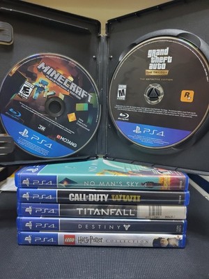 (7) PS4 Game Bundle (Minecraft, Lego Harry Potter, GTA Trilogy, No Man's Sky)