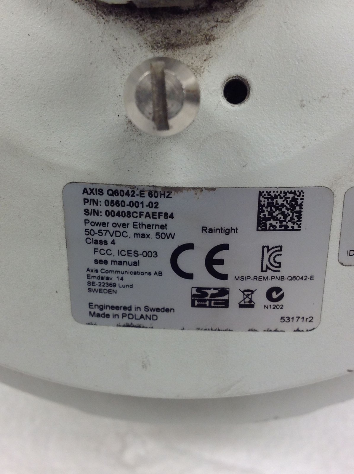 AXIS Q6042-E 60Hz Dome Security Camera PTZ 0560-001-02 For Parts AS/IS QTY AVAIL