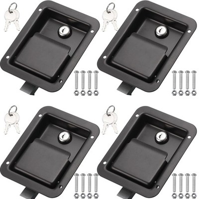 Black Truck Tool Box Lock Replacement kit, Stainless Steel Paddle Latch for T...
