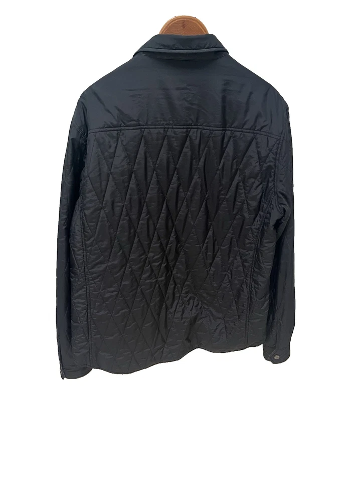 Men’s Etro black quilted reversible jacket w/ leather accents paisley lining XL - Image 3 of 4