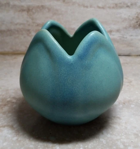 Van Briggle Art Pottery Tulip Vase Vintage Bowl Blue Turquoise 3.5”