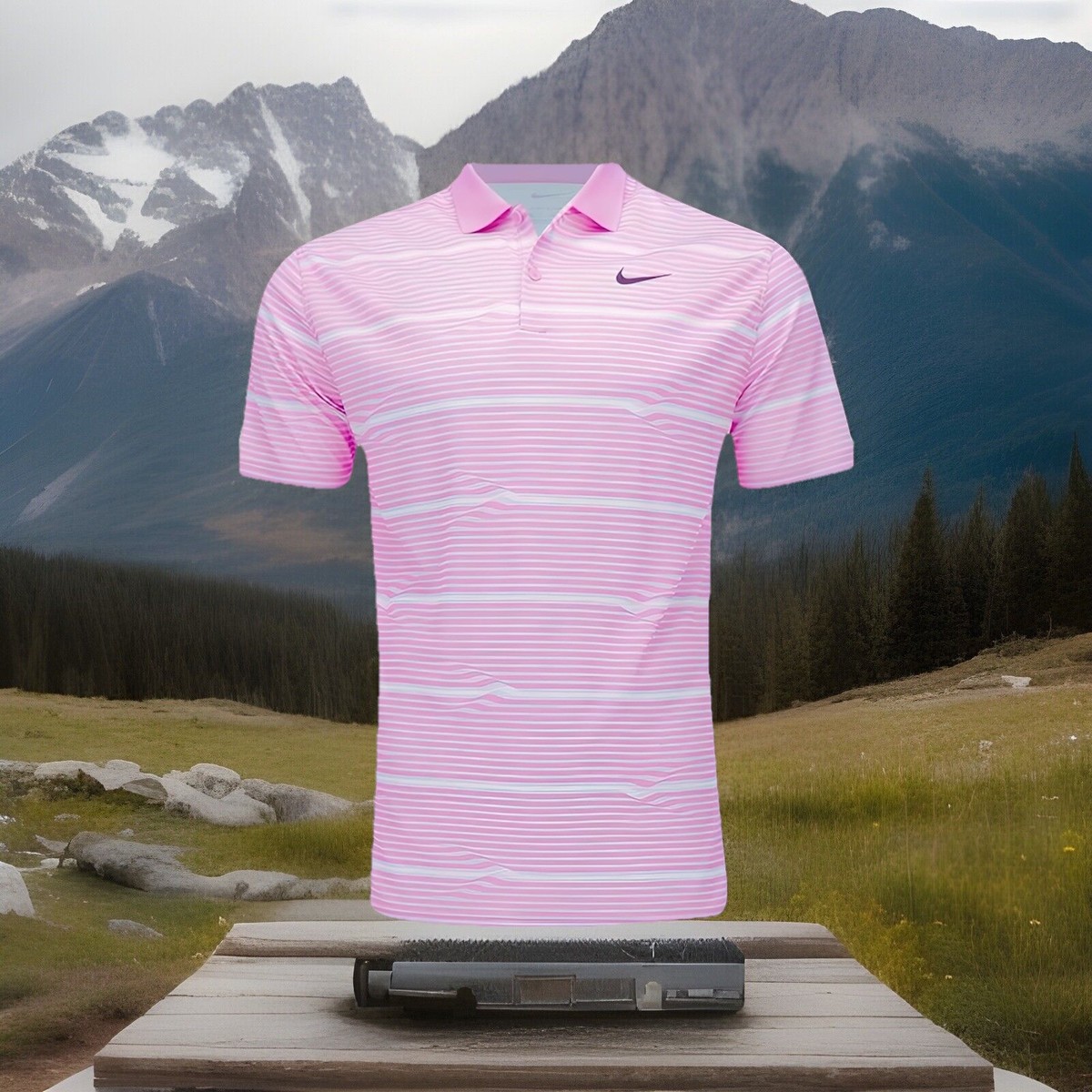 Nike Golf Dri fit polo button Shirt Mens Size Small Pink