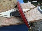 Large Old Vintage Wood Model Pond Boat Sailboat 24" Long x 5 3/4" Wide Weighted  — photo 4