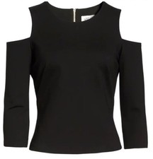 Eliza J Cold Shoulder Black Fitted Shirt Sz 16