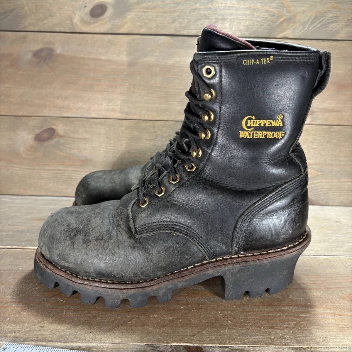 Boots crantées à lacets en cuir noir femme | La Halle
