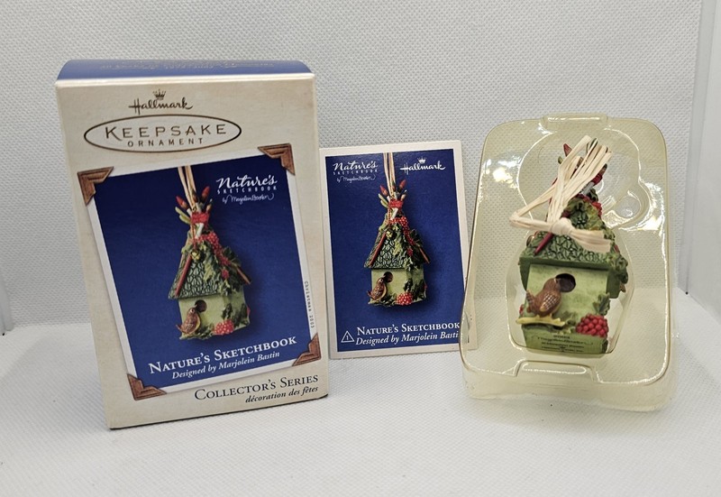 New Hallmark Nature Sketchbook Series Bastin Birdhouse 2003 Ornament bird Green