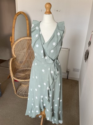 Primark Sage Green & White Polka Dot Wrap Dress 6 BNWT | eBay UK