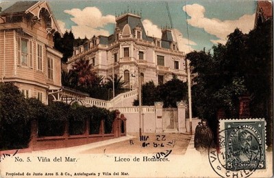 Vina del Mar Liceo de Hombres Justo Arco Antofagasta Vintage Postcard Undivided