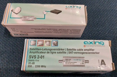 Axing SVS 2-01  Inline-Verstärker für Sat  - 20 dB Verstärkung - 950-2200 MHz