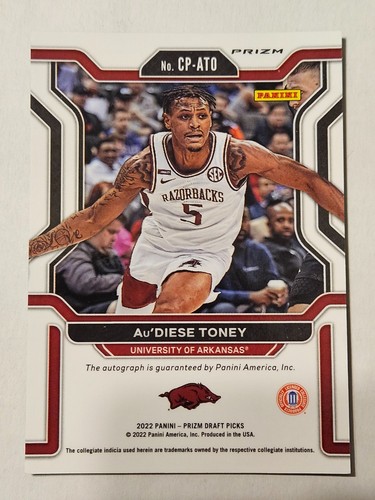 Au'Diese Toney - 2022-23 Panini Prizm Draft Prizms Green Penmanship Autograph - Picture 2 of 2