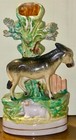 Rare 19C Staffordshire Sheep Donkey Flatback Spill Vase 6” Excellent Condition G