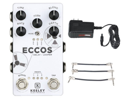Keeley ECCOS Delay/Looper+ Gator 9V Power Combo & 3 Patch Cables