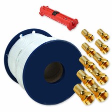 Sat Kabel 50m 135dB 5 Fach +10 F-Stecker+Abis...
