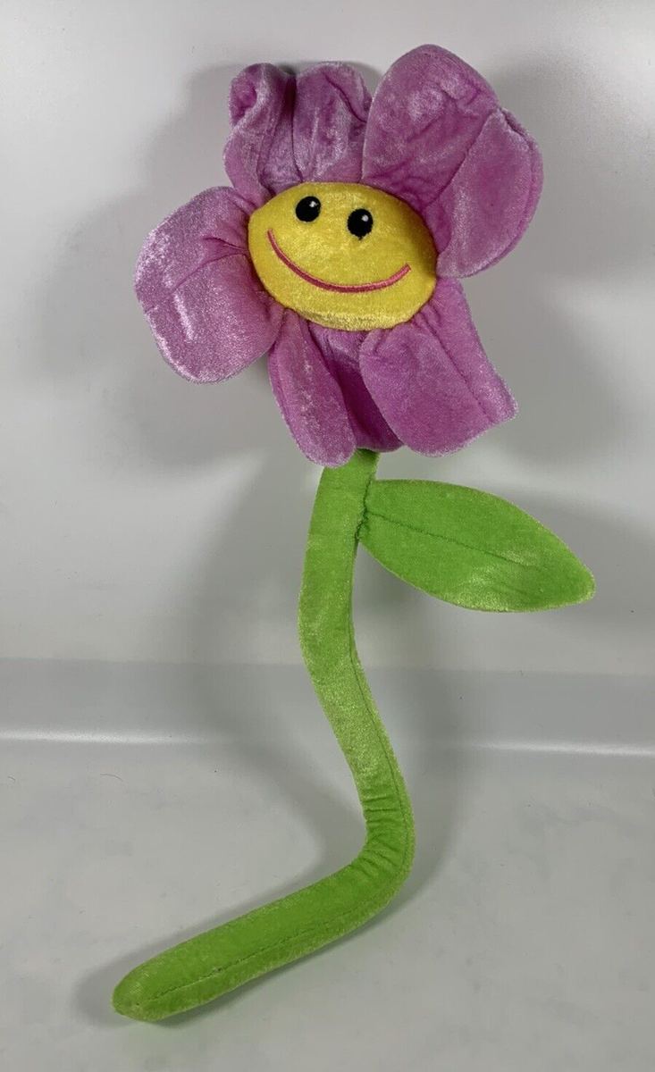 Smiley Face Plush Flower Purple Pedals 23