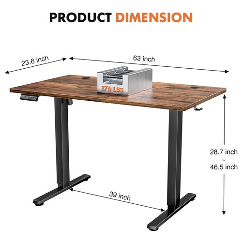 Adjustable Height Standing Desk - Electric Sit - Stand Up Desk in 40/48/55/63 In - Picture 9 of 15