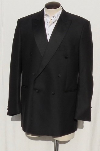 VITALE BARBERIS CANONICO Italy Men’s Black Wool Tuxedo Jacket 44 Long 54L JAEGER - Picture 2 of 7